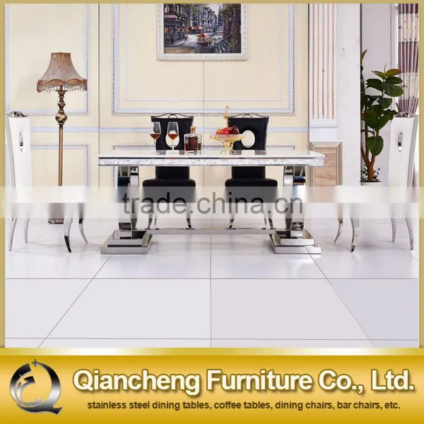 Metal Cultured Marble Dining Table Marble Living Room Furniture photo-5