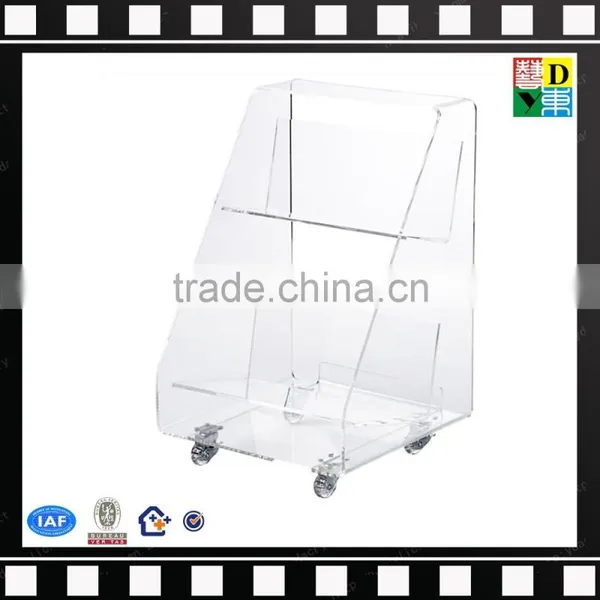 Cutom Top Grade Plexi Acrylic Book Shelf Elegant Vanity Acrylic Book Cart PMMA Lucite Acrylic Book Cart With Wheels Home Use photo-2