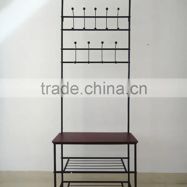 RH-4825 ENTRY WAY Hall Tree Bench Furniture Hook Hanger ORGANIZER Standing Coat Shoe Clothes Rack photo-2