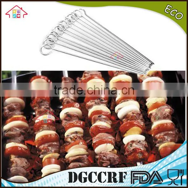 NBRSC 10PCS BBQ Barbecue Skewers Needle Utensil Fork Stainless Steel Kebab Kabob Skewers, 39cm Ring-Tip Handle photo-4