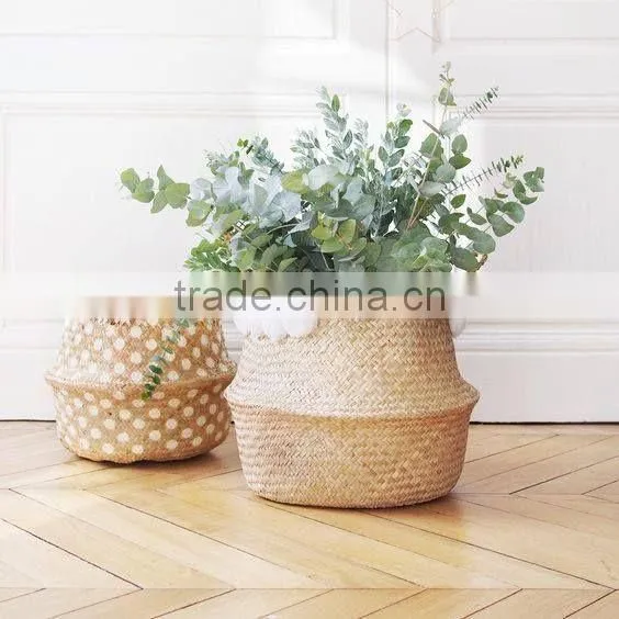 Natural Small Folding Seagrass Basket, Panier Basket photo-3