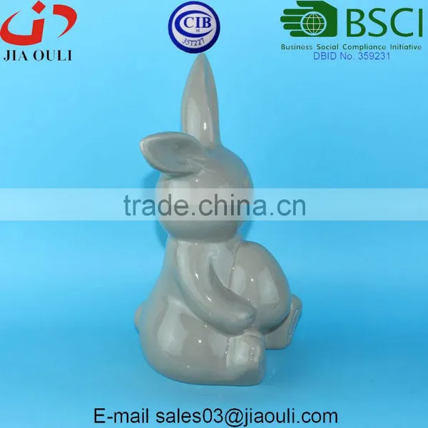 BSCI Audit QUANZHOU Factory EASTER Bunny Funny Ceramic Rabbits, Porcelain Animal Figurines photo-3