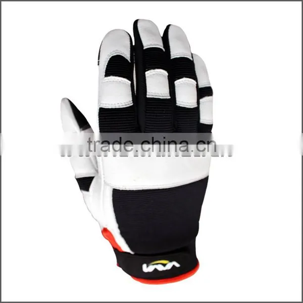 Genuine Deer Skin WHITE/BLACK Mechanics Glove photo-2