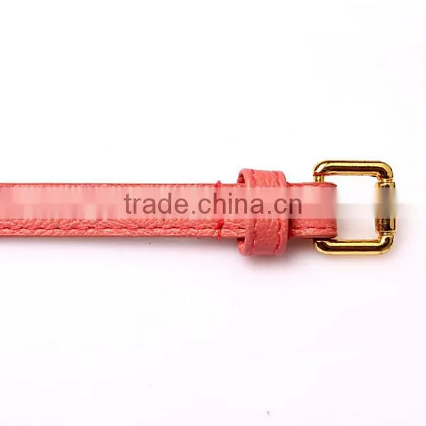 Fashion Rivets Decorated Pin Buckle Sex Girl Thin Pink PU Waist Belt photo-6