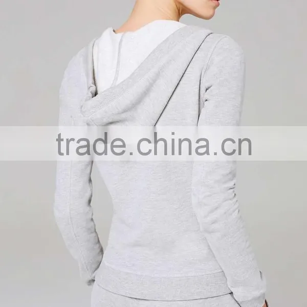 100% Cotton Plain Hoodie Plain Grey White Zip-Through Hoodie Wholesale Custom Made in China photo-4