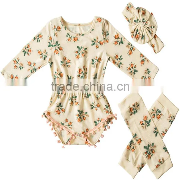 2017 New Arrival Baby Girl Floral Printed 100%cotton Romper photo-2