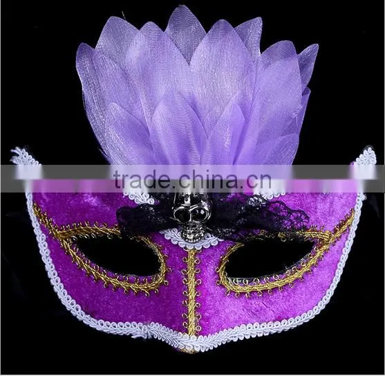 Indian Mask Long Chicken Tail Feather Ball Mask Blue Flower Mask for Sale 2016 photo-4