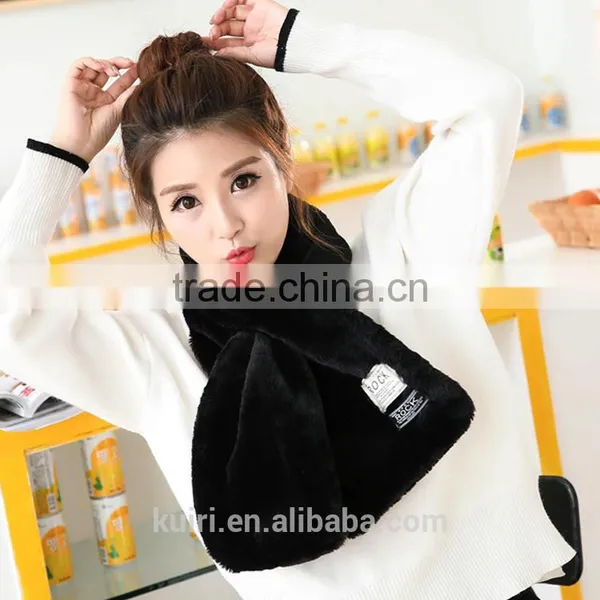 Brand Design Winter Scarf Women Faux Rabbit Fur Collar Fur Scarf Cross Warm Ladies Scarves photo-3