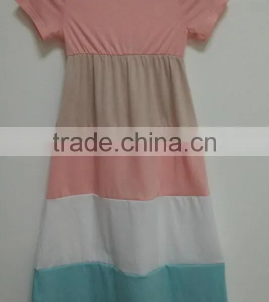 Summer Cotton Mother and Daughter Maxi Crewneck Dress Mommy and Me Women Girls Dresses photo-3