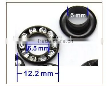 3 Colors 12mm Round Metal Brass Rhinestone Eyelets Crystal Diamond Grommets Glass Eyelets RE-12mm-001 photo-5