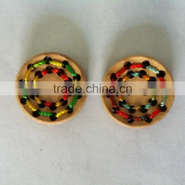 DIY 14 Hole the Original Wood Color Green Wood Buttons photo-3