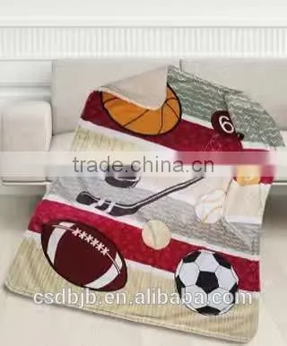 FeiYue New Design Basketball Super Soft Microfiber Sherpa Blanket For Children