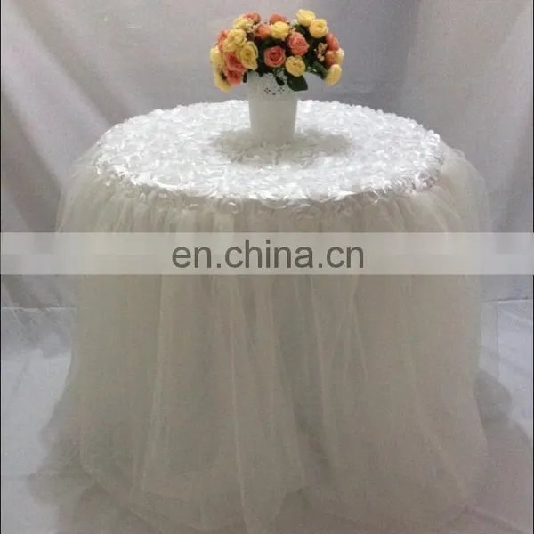 Fancy Wedding Banquet Organza Ruffled Table Skirt photo-5