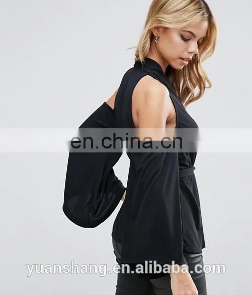 Wholesale Hot Sale off Shoulder Summer Fashion Black Lady Blouse photo-2