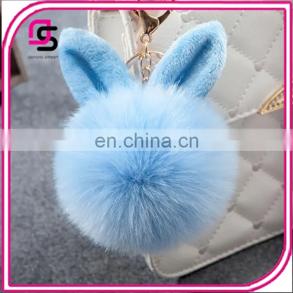Cute Rabbit Ear Hair Ball Ornaments Fashion Fur Bag Pendant Plush Keychain