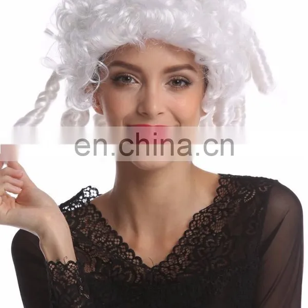 Rococo Baroque Short White Curly Wigs P-W237 photo-5