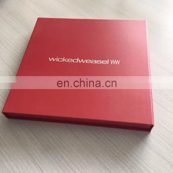 Gold stampling logo Luxurious Red book shaped gift box with magnets closure