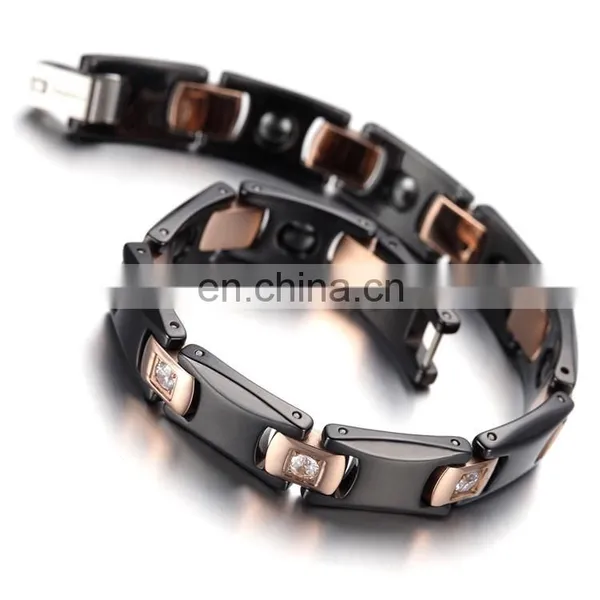 Ceramics Magnetic Energy Therapy Men's Link Wrist Bracelet Bio Tungsten Magnetic Bracelet photo-2