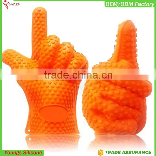Silicone Oven Gloves With Fingers FDA Waterproof Glove BBQ Safety Glove photo-3