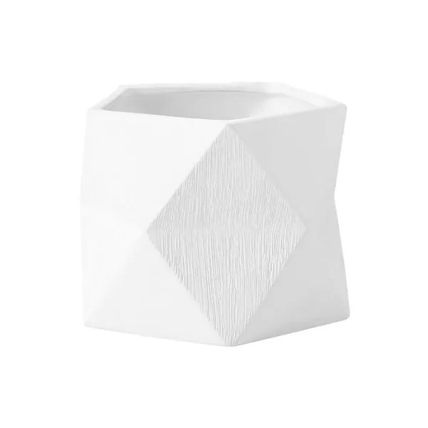 Chinese Chaozhou Creative Contracted White Rhombus Ceramic Vase,Home Decoration photo-5