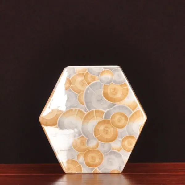 Hand Made Color Paint Jingdezhen Chinese Flat Square Yellow Ceramic Flower Vase For Study photo-3