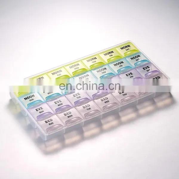 Eco Friendly Medicine Travel Size Custom Plastic Pills Organizer Medical Weekly 7 Day Pill Box