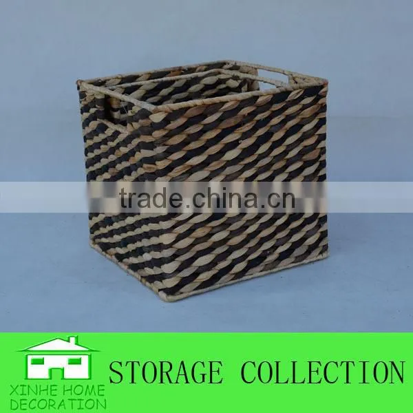 S/2 Square Natural Water Hyacinth Woven Storage Cubes photo-2