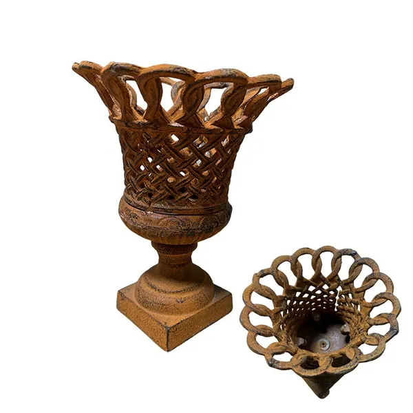 Antique Style Garden Planter Antique Brown Cast Metal - Flower Pot Plant Pot photo-3