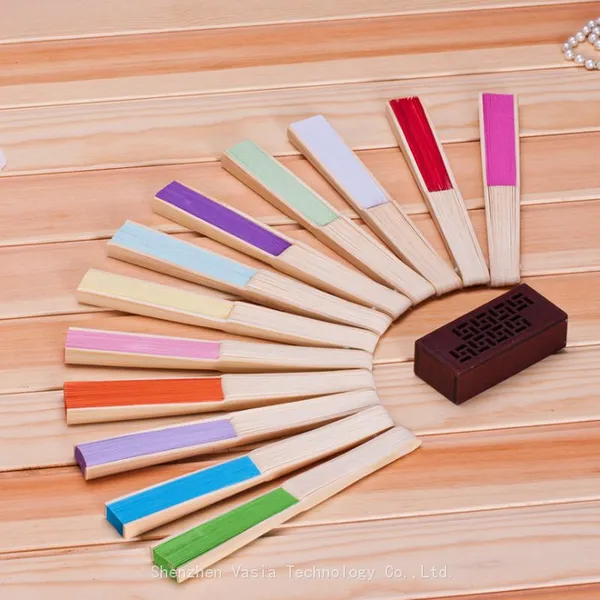Wholesale Custom Printed Logo Bamboo Folding Hand Fan for Wedding Wooden Hand Held White Paper Folding Hand Fan photo-5