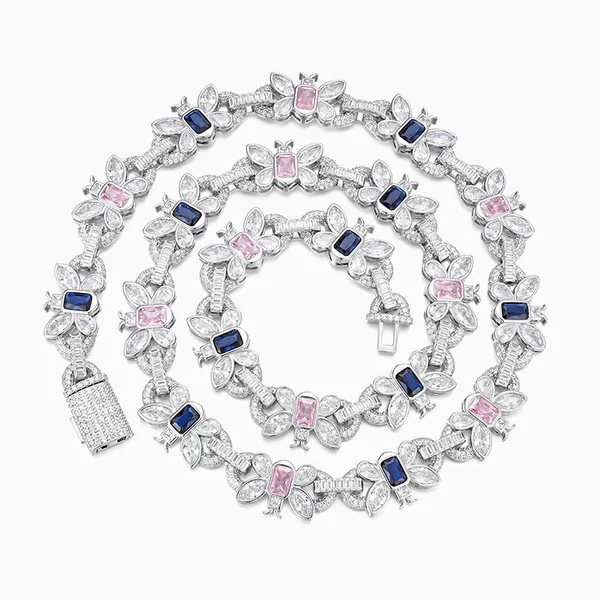 Shining Star Jewelry Various Shape Cuts Diamond Luxury Colored Butterfly Necklace photo-4