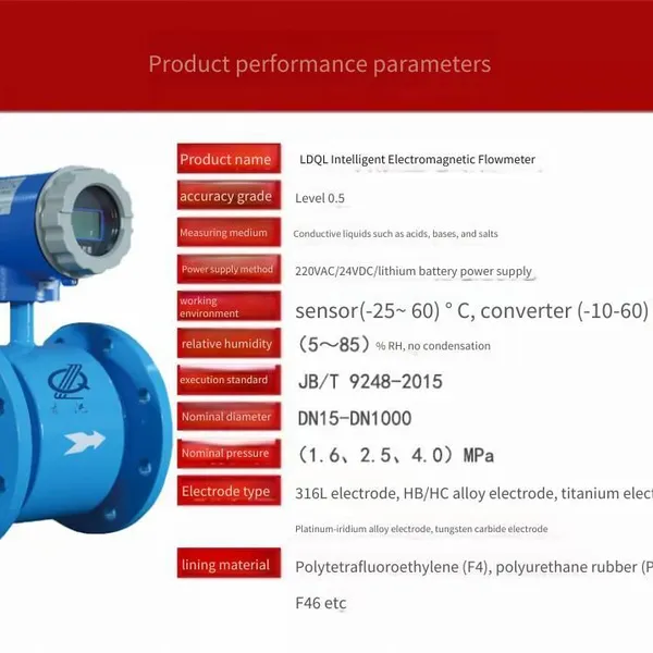 Intelligent Electromagnetic Flowmeter Sewage Sensor, Anti-corrosion Pipeline Integrated High-precision for Cement Slurry and Wastewater Liquids