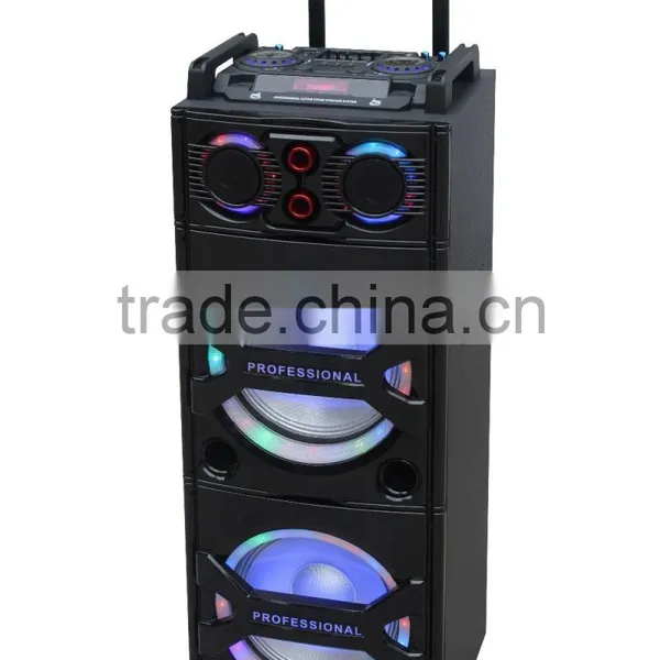 2016 USB LED Active Trolley Outdoor DJ Professional Subwoofer Portable Wireless Bluetooth Speaker photo-2