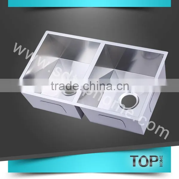 TH-RA3018A Stainless Steel Handmade Sink With CUPC Square Corner Double Bowls Undermount Sink Kitchen Sink photo-3