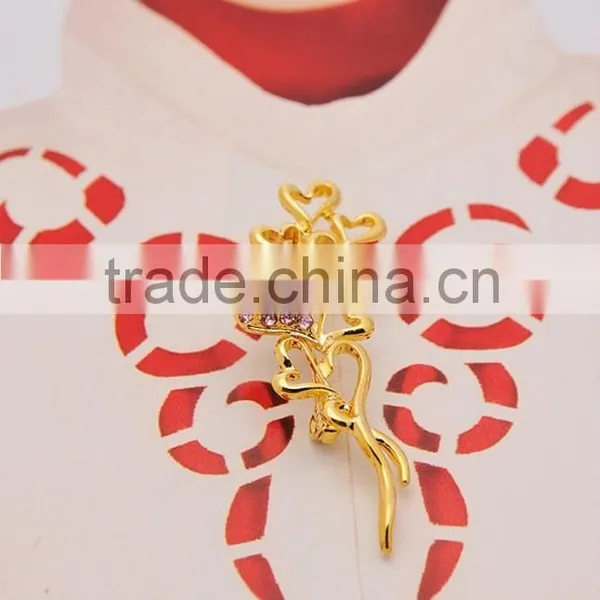 Elegant Crystal Diamond Peach Pin Brooch Gold-plated Fashion Scarf Buckle photo-6