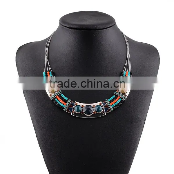 Ethnic Multi-layered Silver Chain Chunky Choker Statement Bib Jewellery Necklace photo-2