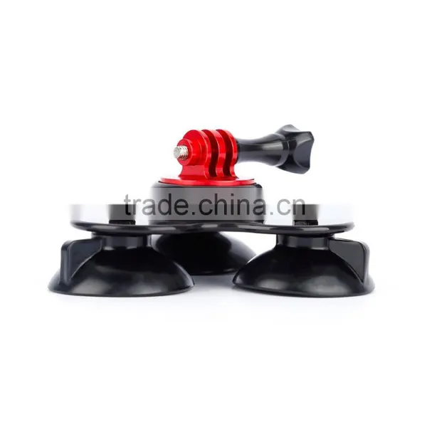 Low Angle Triple 3 Suction Cups Mount CNC Metal Holder Sucker for Gopro photo-4