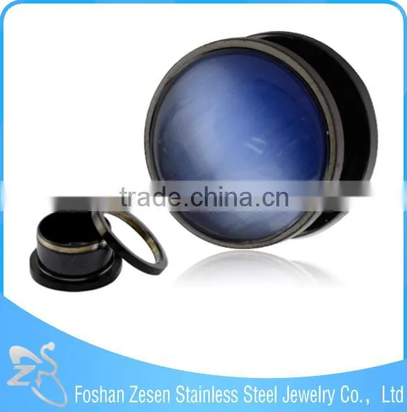 TP011448 New Arrive Stainless Steel Body Piercing Pink Imitation Cat's Eye Stone Ear Plug photo-6