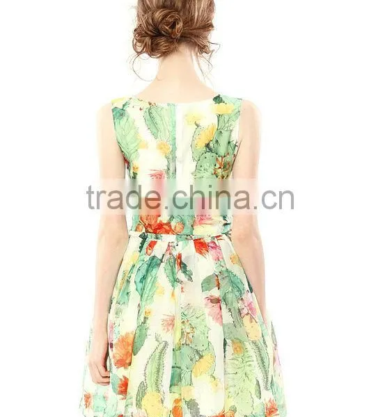 2014 New Product Trendy Women Sleeveless Silk Dress (stock) photo-4