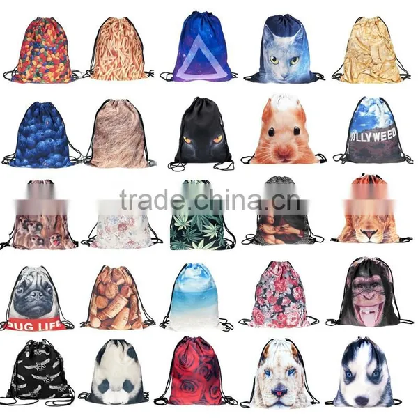3d Custom Promotional Polyester Drawstring Backpack With Animal photo-3