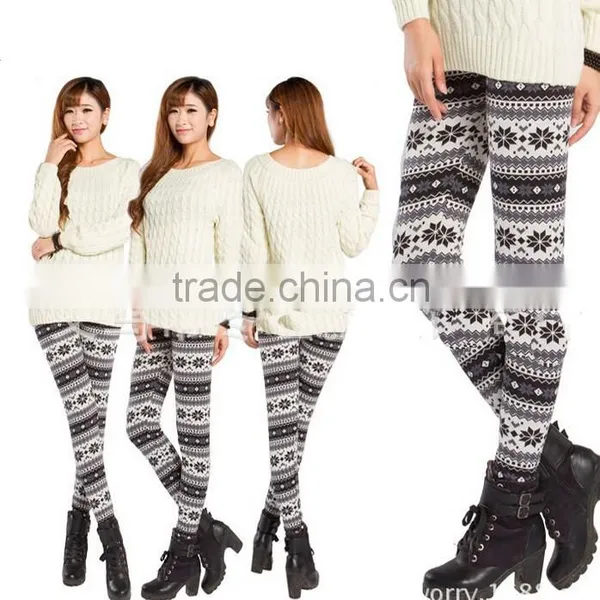 Christmas Leggings, Fleece Inside Leggings ,Chocolate Reindeer Leggings at Stock photo-3