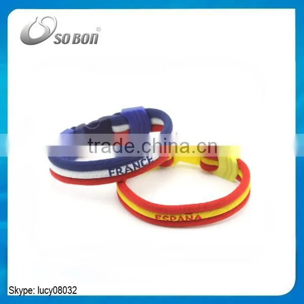 Wholesale Ajustable Wire Country Flags Silicone Bangle Man Hand Bracelet photo-4