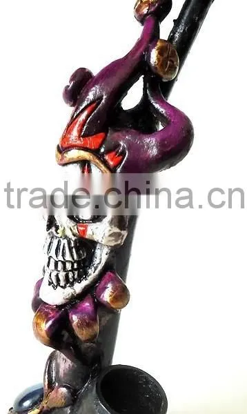 Figurine Shaped Hand Crafted Smoking Pipes - Jester Skull on Fire photo-6