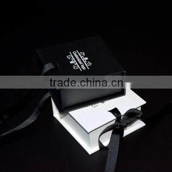 Custom White Small Paper Boxes Paper World With Grosgrain Ribbon for Cream photo-5