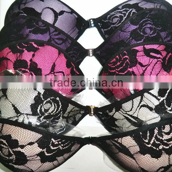 Hottest Sexy Purple Lace Lingerie Invisible Bra For Low-neck Tops Bra Sponge photo-5
