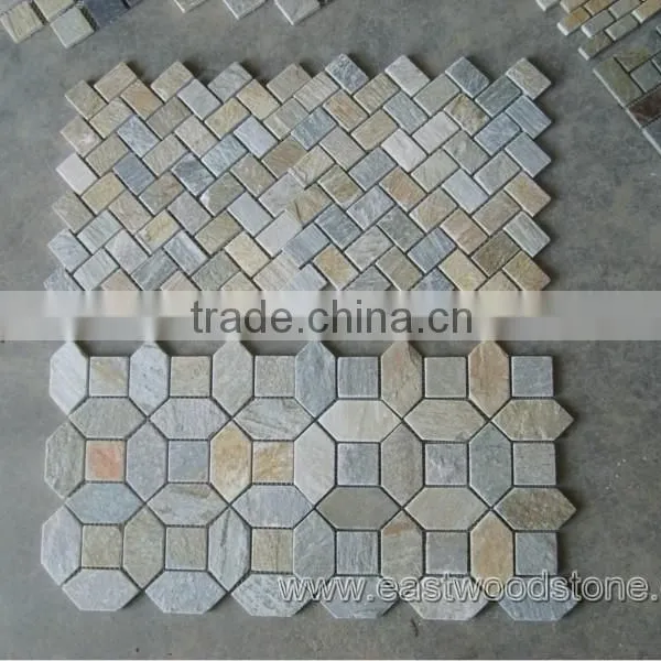 Natural Golden Quartzite Mosaic Tiles