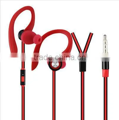 Stereo Sport Earbuds With Flat Cable Earphones With Mic