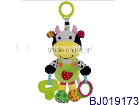 Lovely Stuffed Baby Rattle Bed Decorative Cow Toy photo-3