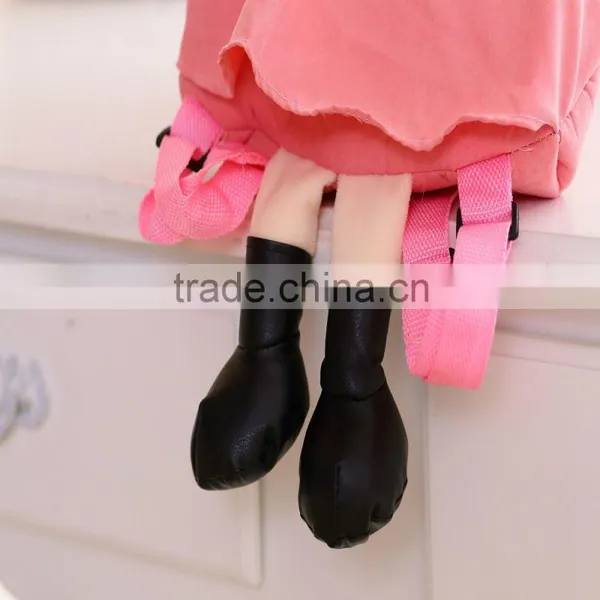 55cm Beautiful Customized Beige Stuffed Plush Phil Doll Backpack With Brown Windbreak&pink Hood photo-3
