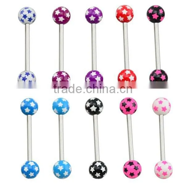 TR01070 14G Tongue Barbell Printed Fake Piercing Tongue photo-4