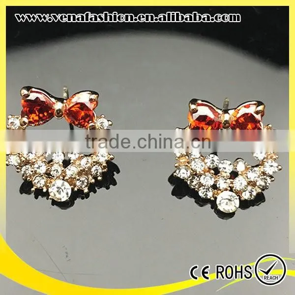 925 Silver Needle Cherry Flower Bow Shaped Small Size Earrings photo-2